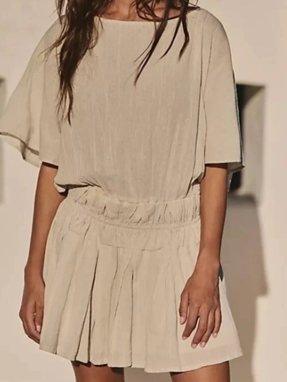 Free People Free-Est Sutton Mini Dress Silver Green Smocked S